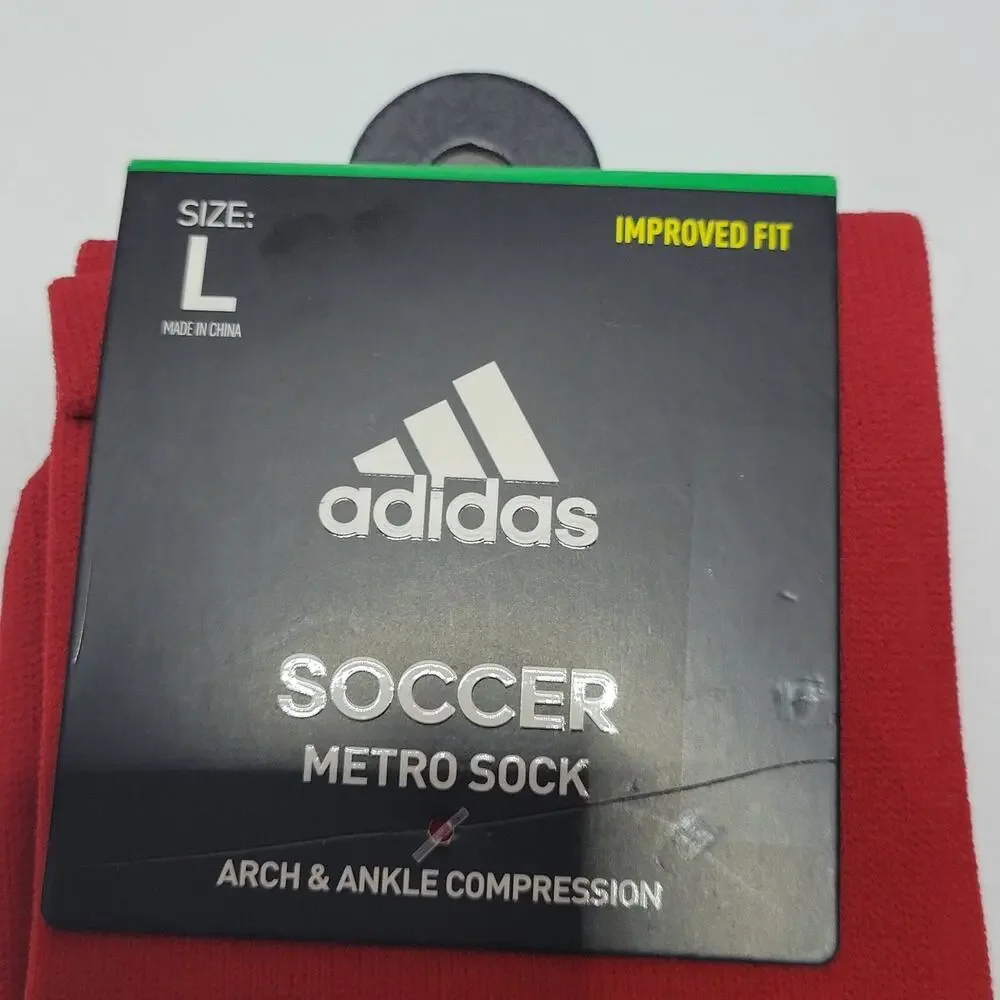 LOT OF 2 ADIDAS SOCCER METRO SOCK ARCH & ANKLE COMPRESSION Sz L 9-13 RED SOCKS